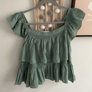 Talulah Boutique Green Ruffle Top